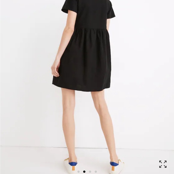 Like new Madewell black linen blend ‘Alexandra’ button down V neck pocket dress - Picture 3 of 5
